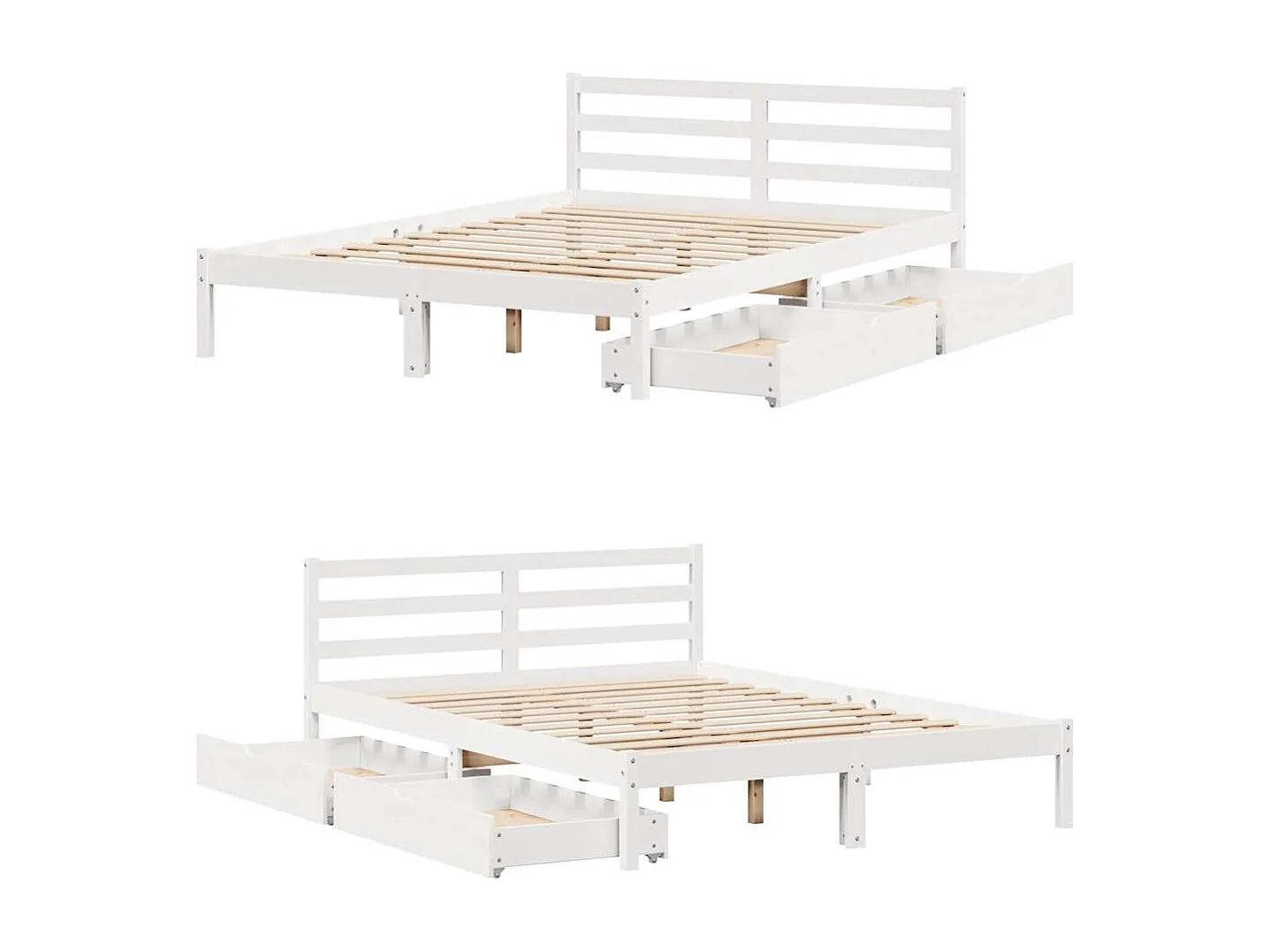 Estructura de cama sin colchón madera de pino blanca 150x200 cm