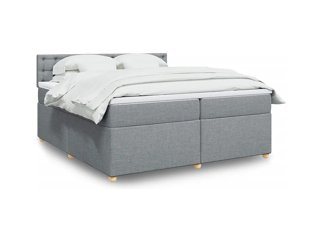 Boxspring met matras stof lichtgrijs 200x200 cm