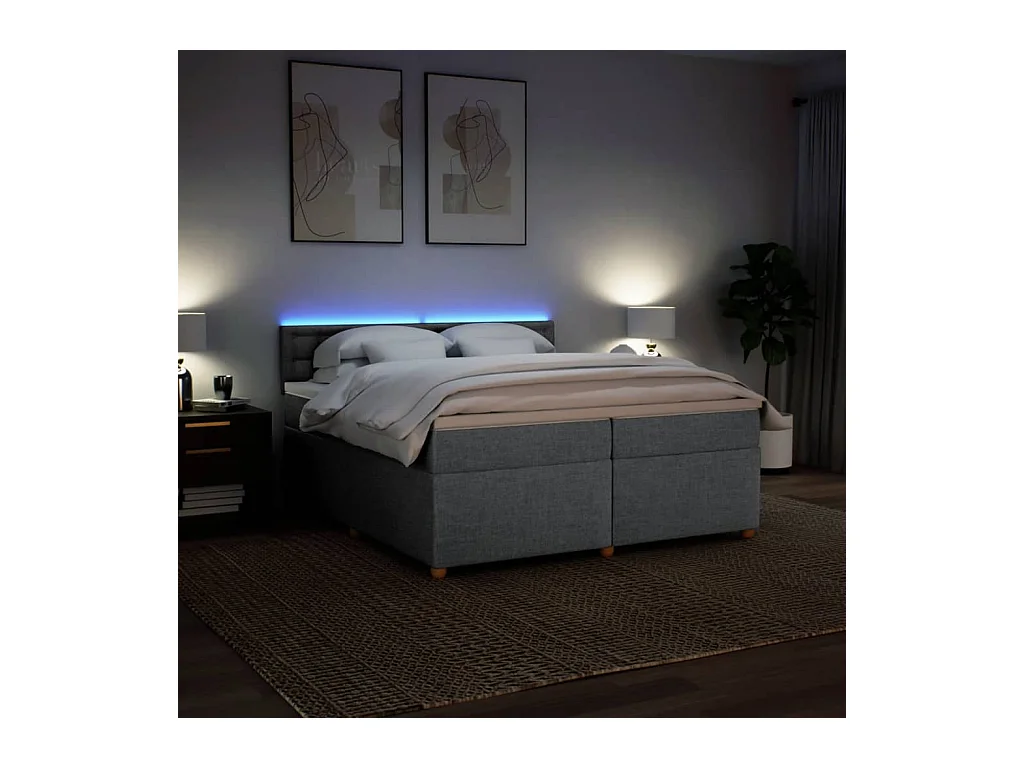 Boxspring met matras stof lichtgrijs 200x200 cm