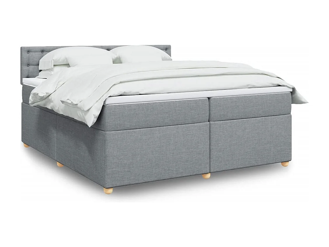 Sommier à lattes de lit avec matelas Gris clair 200x200cm Tissu
