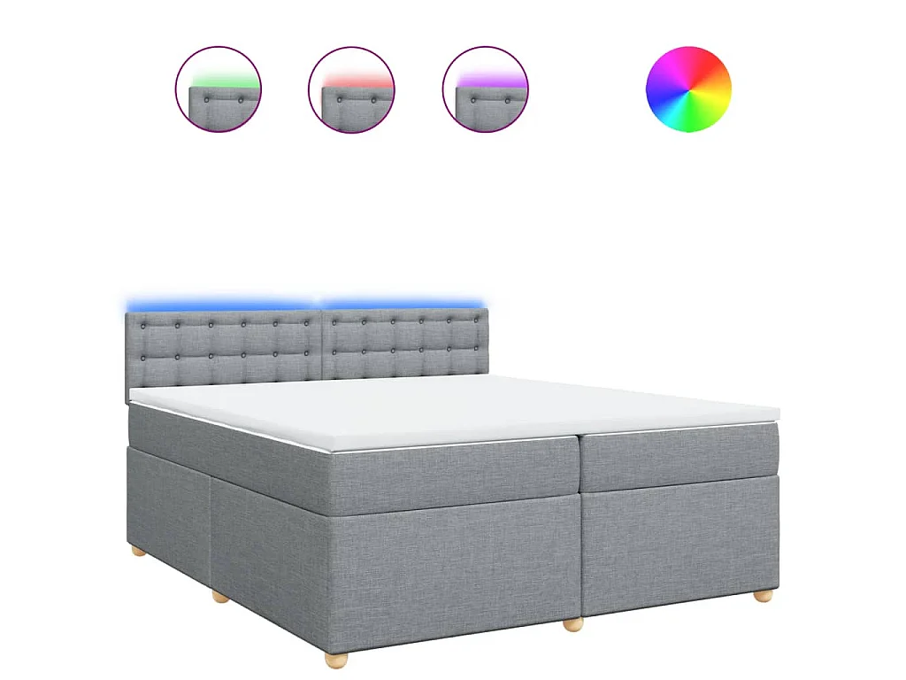 Boxspring met matras stof lichtgrijs 200x200 cm