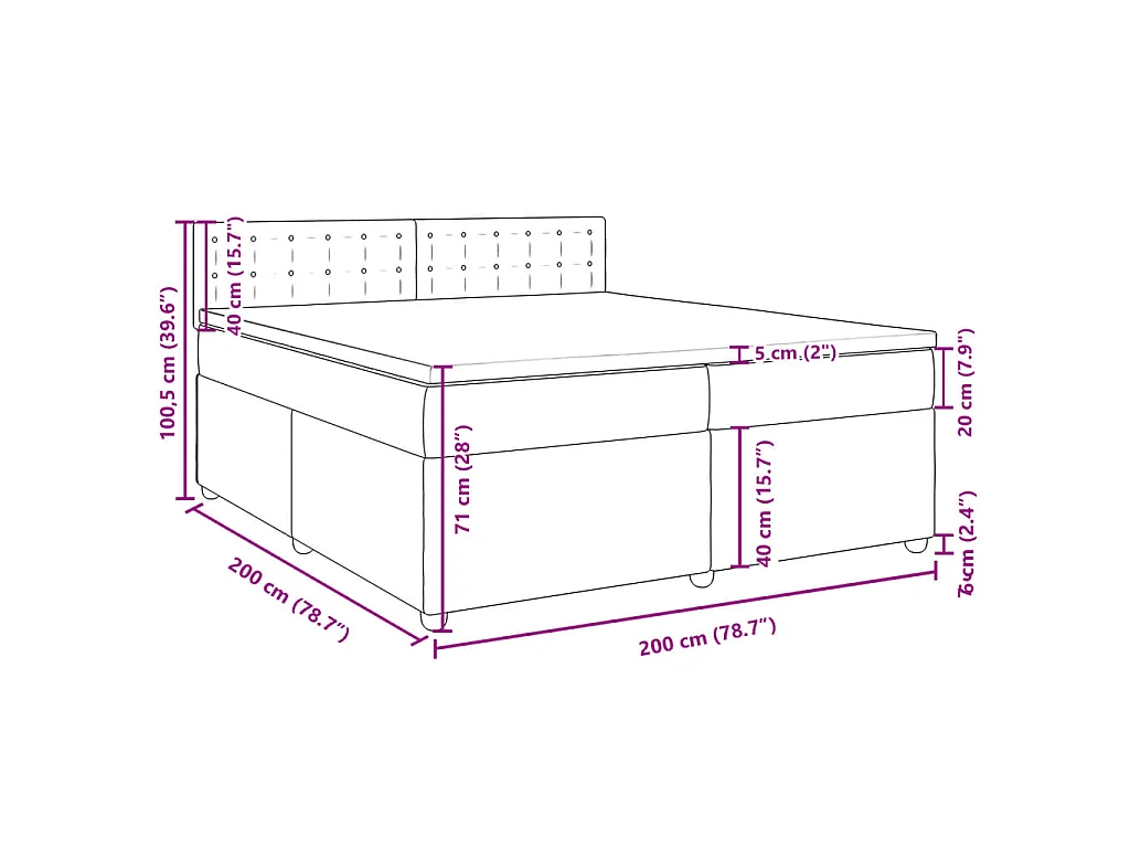 Boxspring met matras stof lichtgrijs 200x200 cm