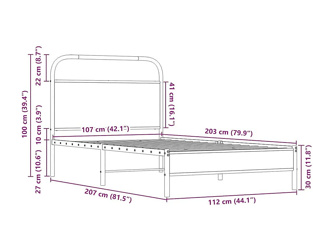 Bettgestell ohne Matratze 107x203 cm Sonoma-Eiche Holzwerkstoff