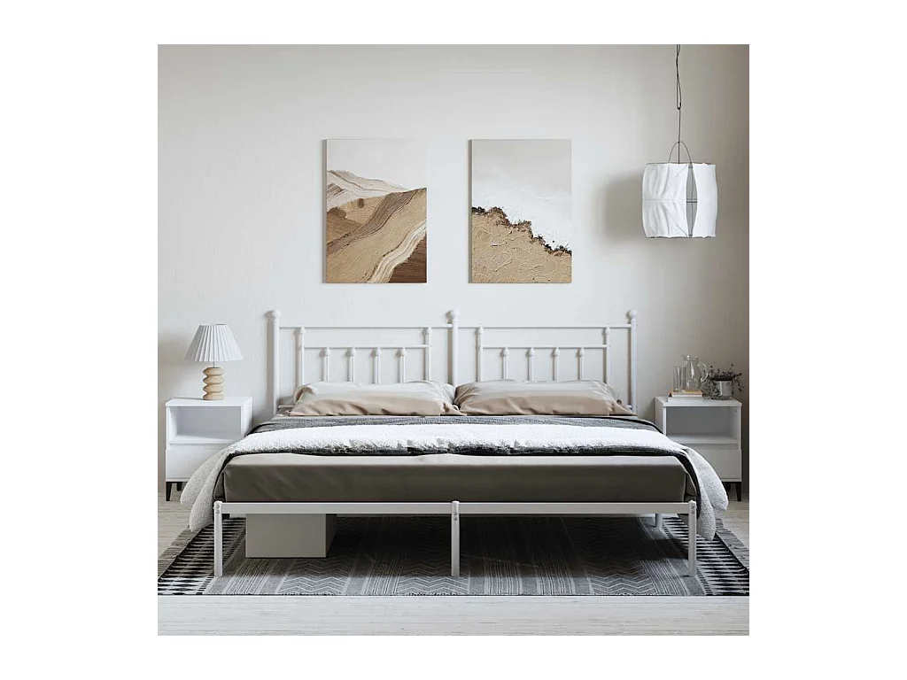 Bettgestell mit Kopfteil Metall Weiß 193x203 cm