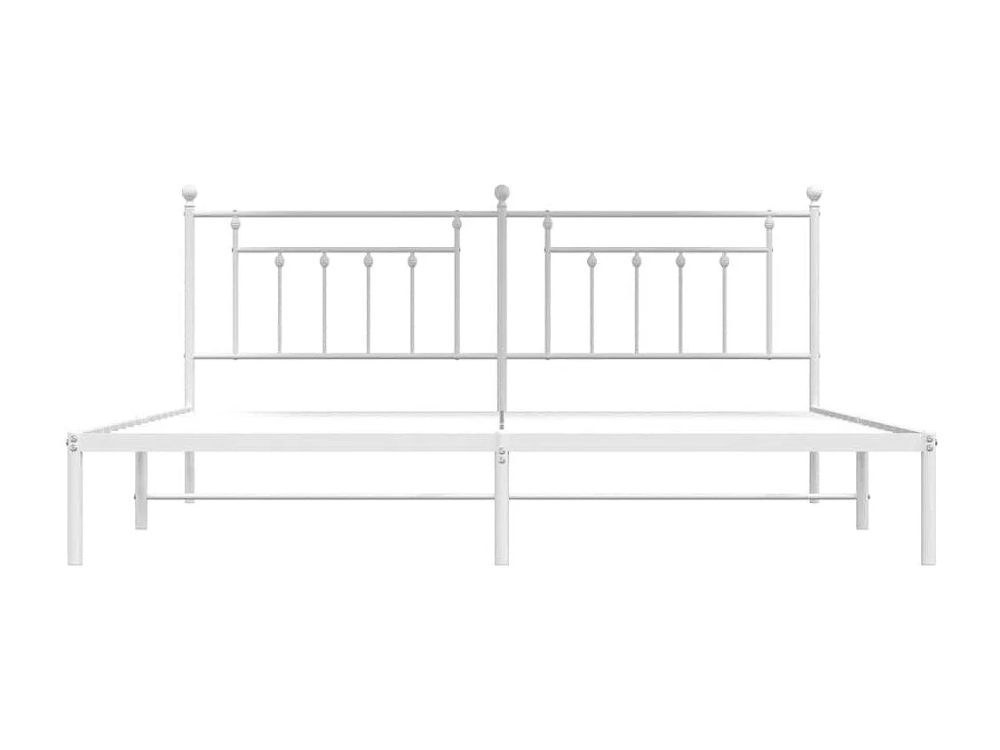 Cadre de lit métal sans matelas et tête de lit blanc 193x203 cm