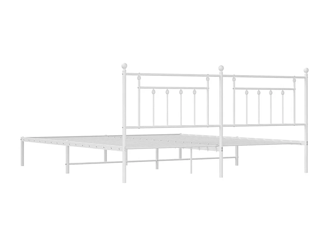 Cadre de lit métal sans matelas et tête de lit blanc 193x203 cm