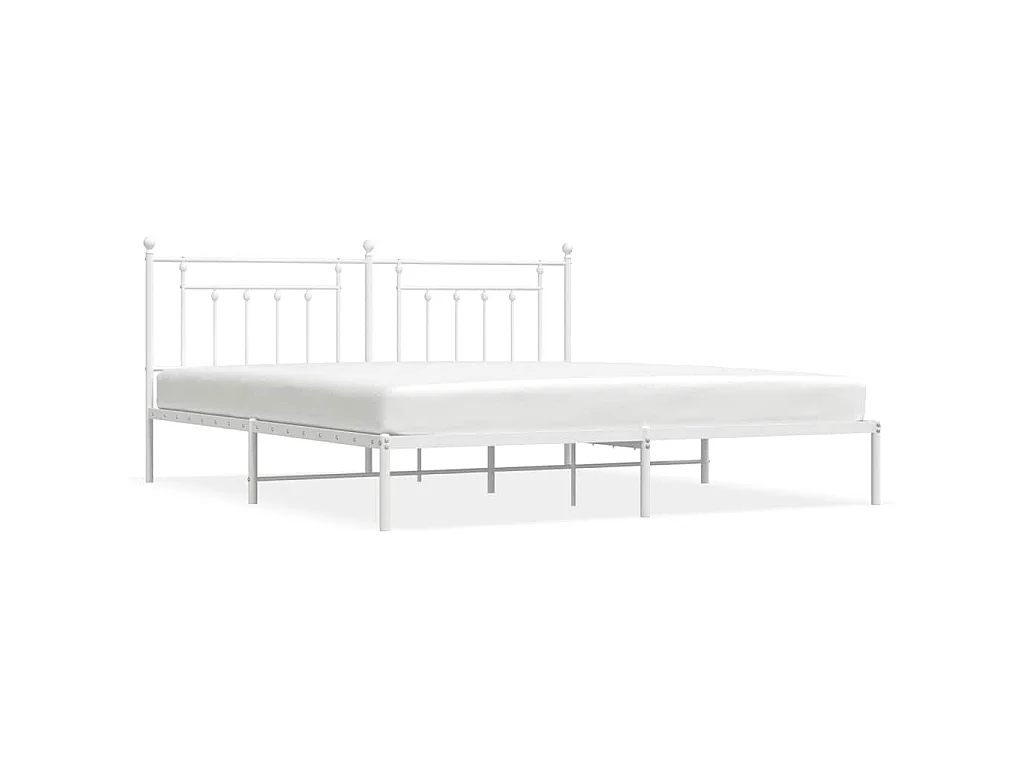 Cadre de lit métal sans matelas et tête de lit blanc 193x203 cm