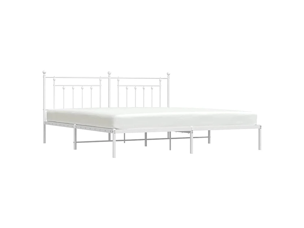 Cadre de lit métal sans matelas et tête de lit blanc 193x203 cm
