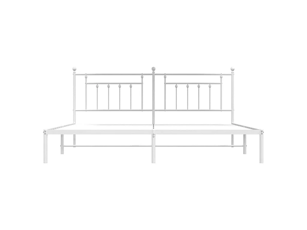 Cadre de lit métal sans matelas et tête de lit blanc 193x203 cm