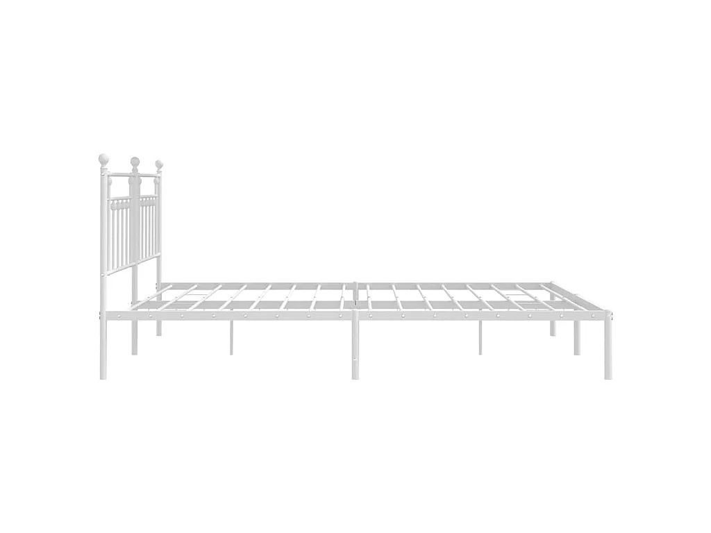 Cadre de lit métal sans matelas et tête de lit blanc 193x203 cm