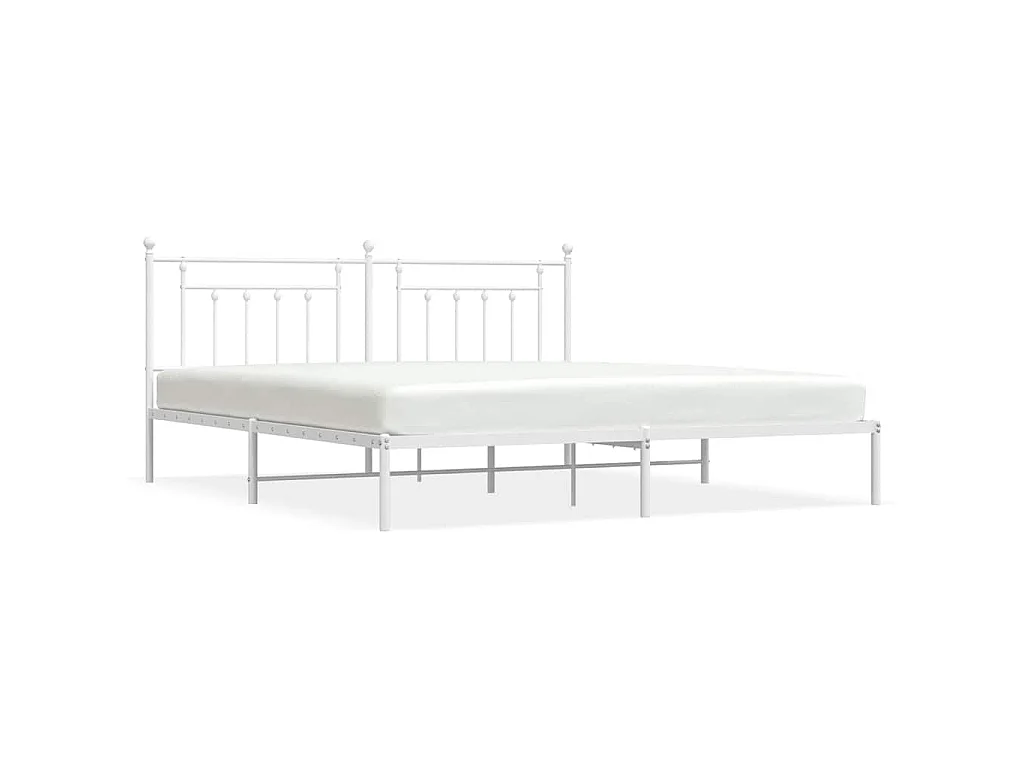 Cadre de lit métal sans matelas et tête de lit blanc 193x203 cm