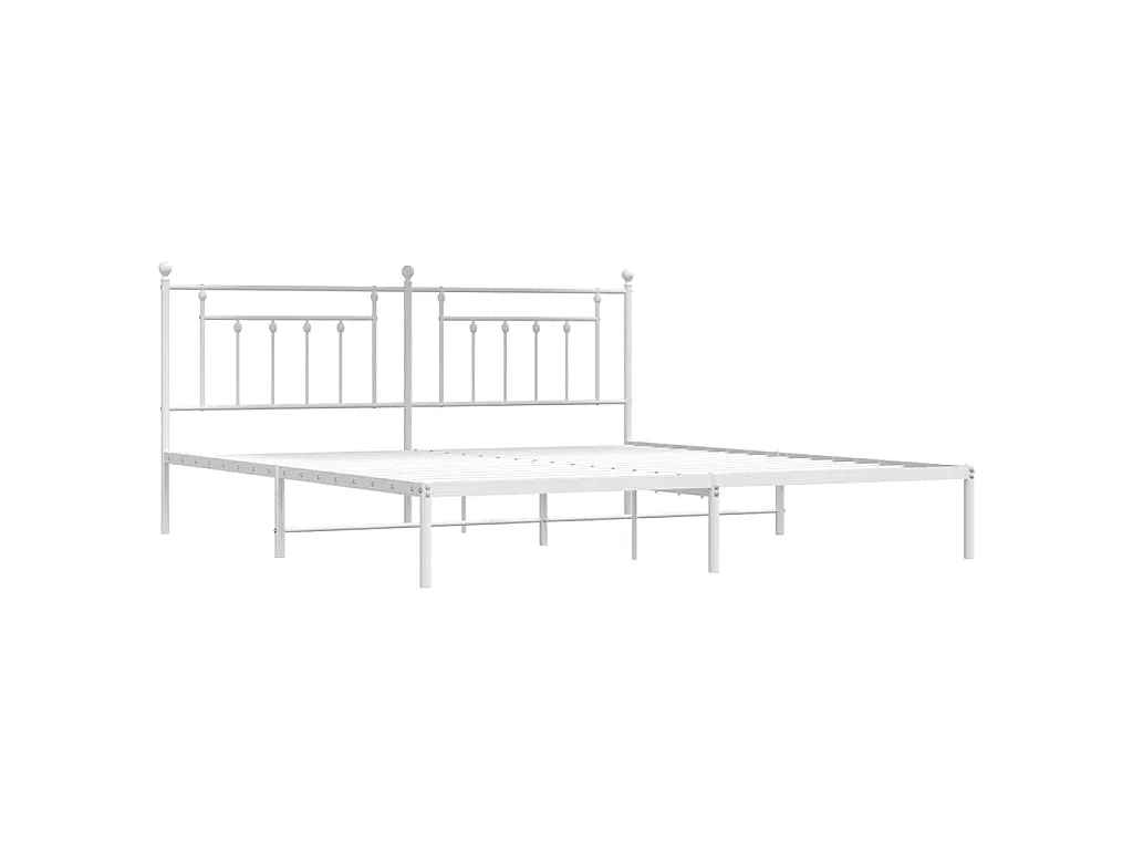Cadre de lit métal sans matelas et tête de lit blanc 193x203 cm
