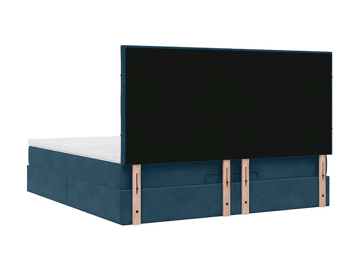 Ottoman bed met matrassen 200x200cm fluweel donkerblauw