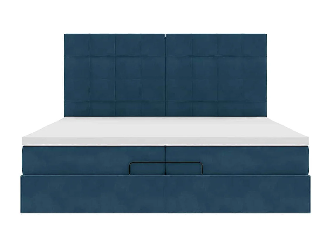 Ottoman bed met matrassen 200x200cm fluweel donkerblauw