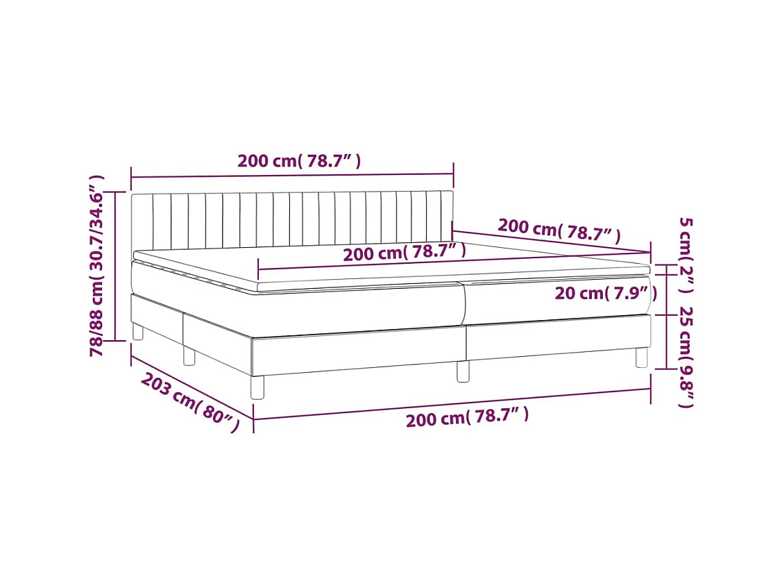Sommier à lattes de lit et matelas et LED Crème 200x200cm Tissu