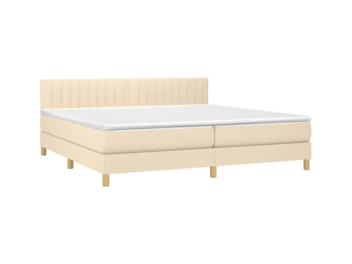 Sommier à lattes de lit et matelas et LED Crème 200x200cm Tissu