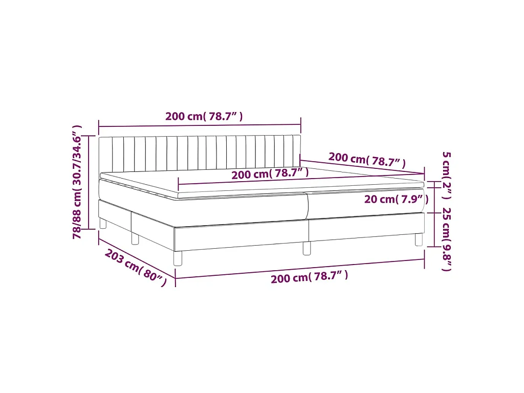 Boxspring met matras en LED stof crèmekleurig 200x200 cm