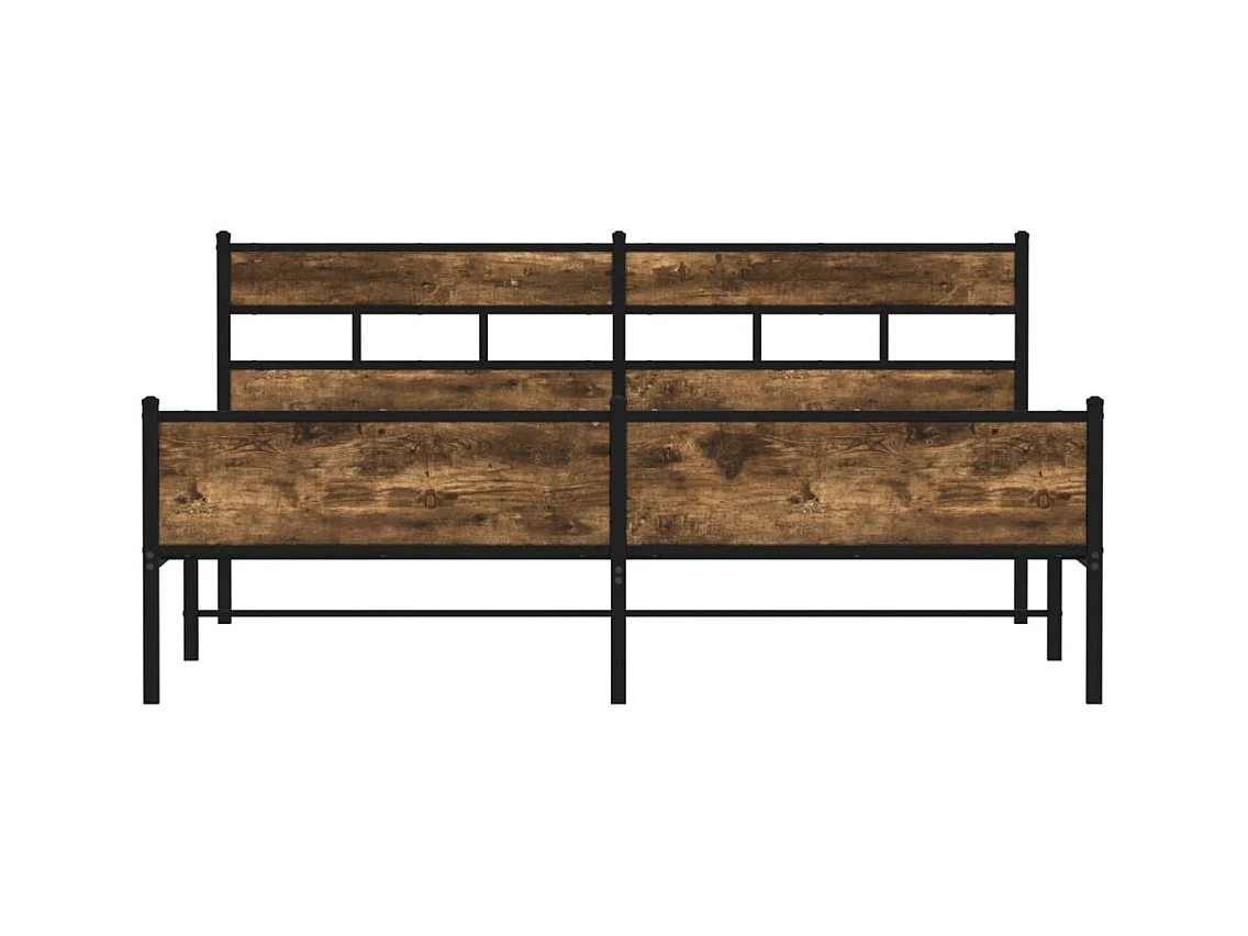 Cadre de lit en métal sans matelas chêne fumé 193x203 cm
