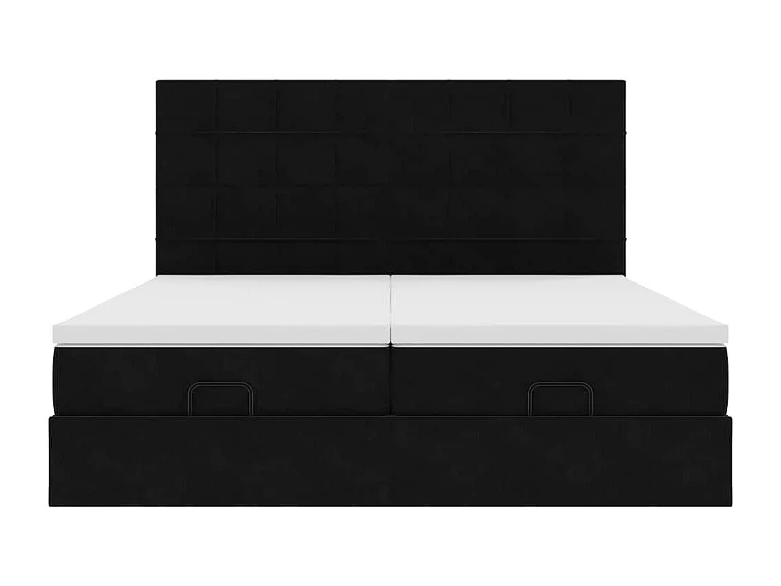 Struttura Letto Pouf con Materassi Nero 200x200 cm Velluto
