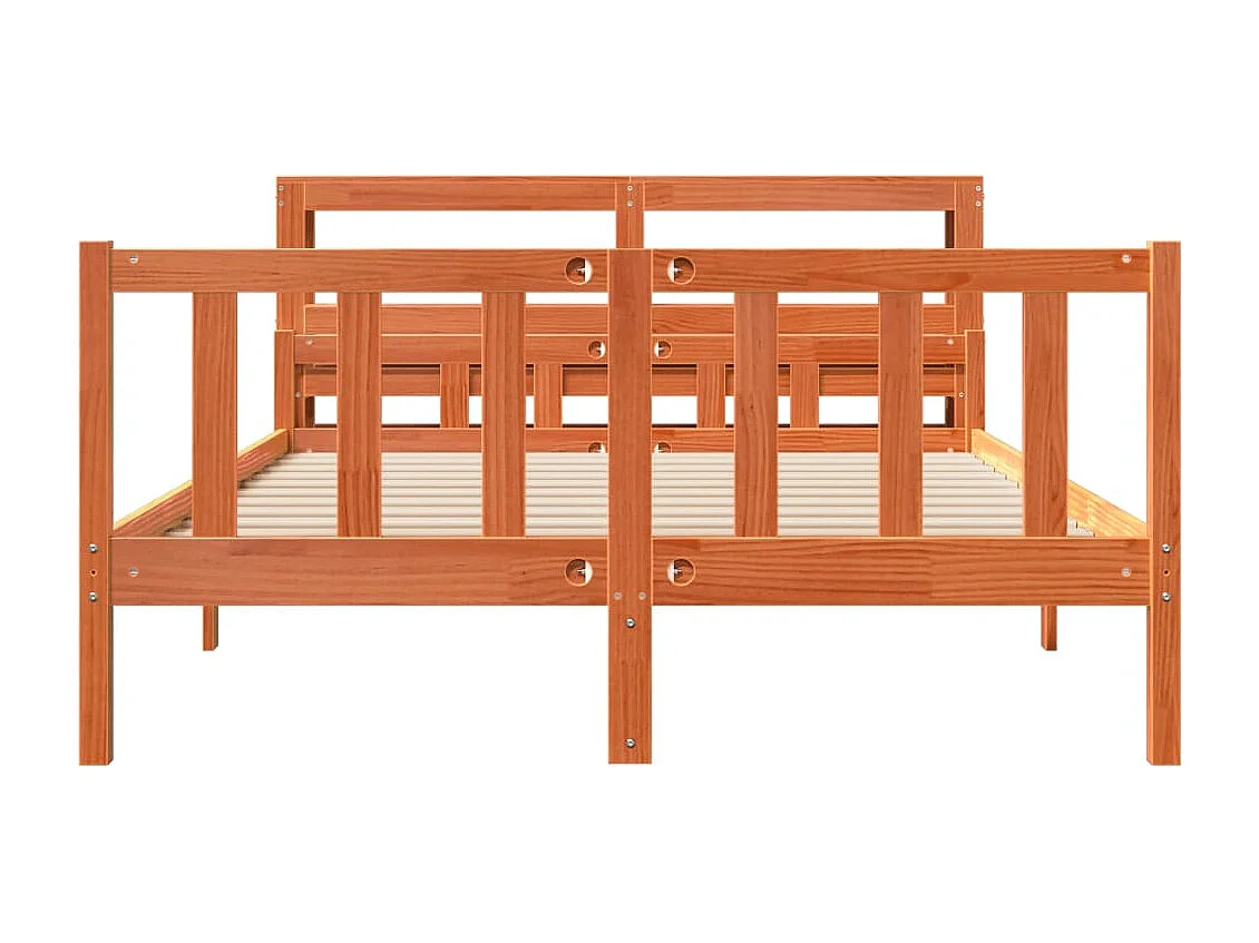 Estrutura cama c/ cabeceira 150x200cm pinho maciço castanho-mel