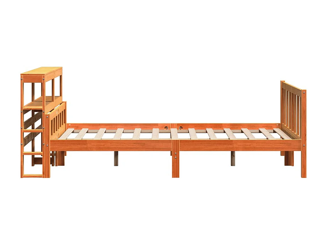 Estrutura cama c/ cabeceira 150x200cm pinho maciço castanho-mel