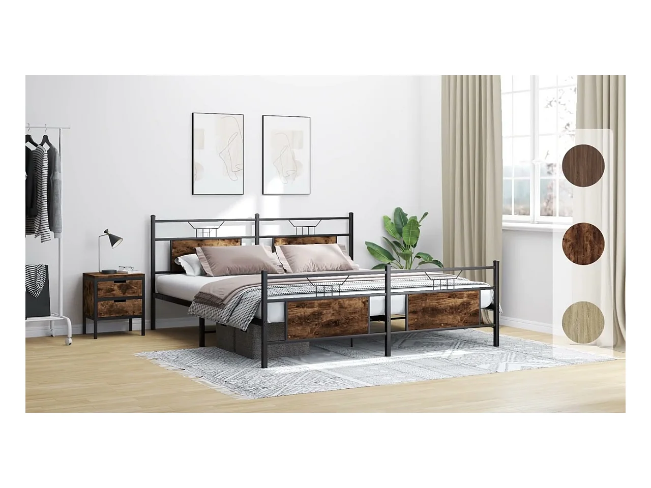 Bettgestell ohne Matratze Braun Eiche 150x200 cm Holzwerkstoff