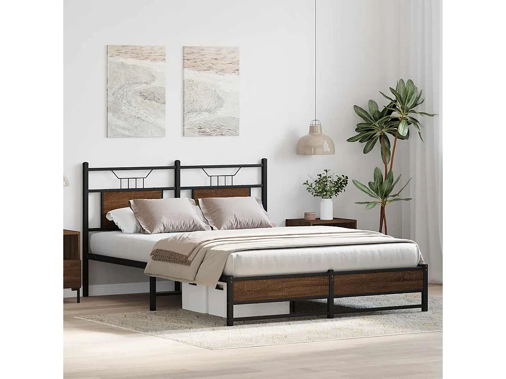 Cadre de lit sans matelas chêne marron 150x200 cm
