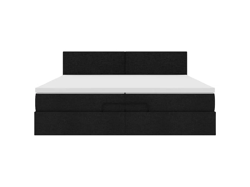 Struttura Letto Pouf con Materassi Nero 200x200 cm in Tessuto