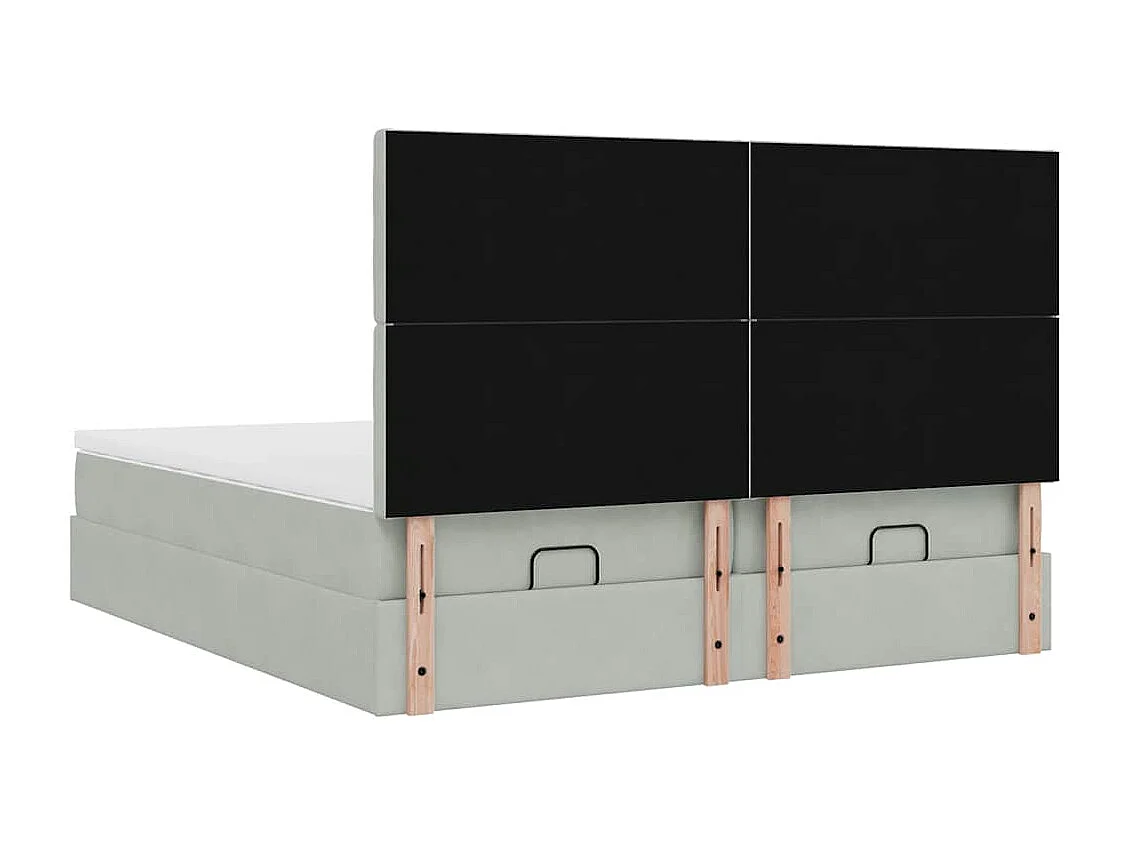 Cadre de lit ottoman avec matelas gris clair 200x200 cm velours
