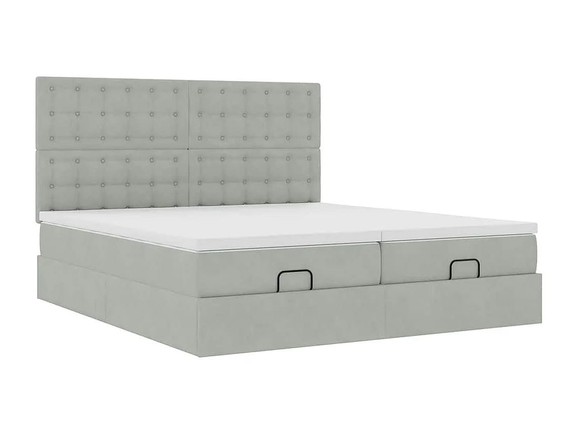 Ottoman bed met matrassen en LED's 200x200cm fluweel lichtgrijs