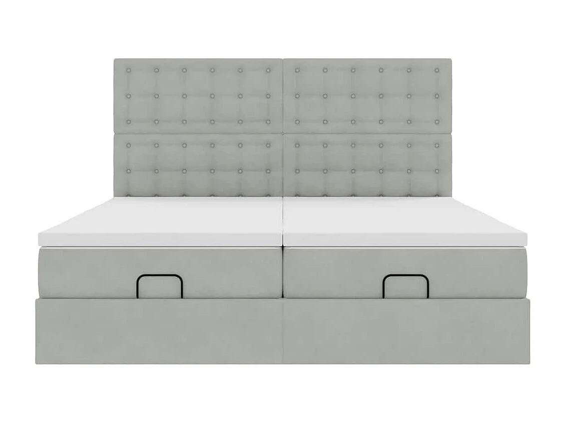 Ottoman bed met matrassen en LED's 200x200cm fluweel lichtgrijs