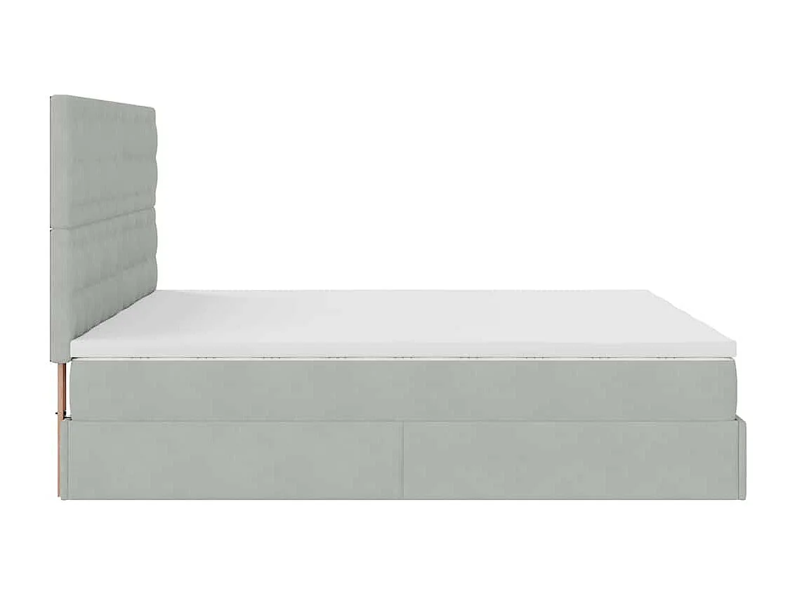 Ottoman bed met matrassen en LED's 200x200cm fluweel lichtgrijs