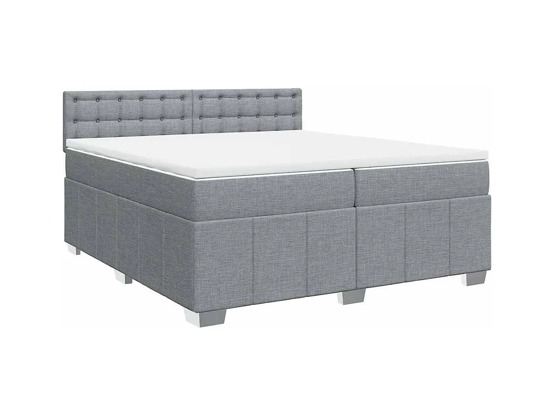 Sommier à lattes de lit avec matelas Gris clair 200x200cm Tissu