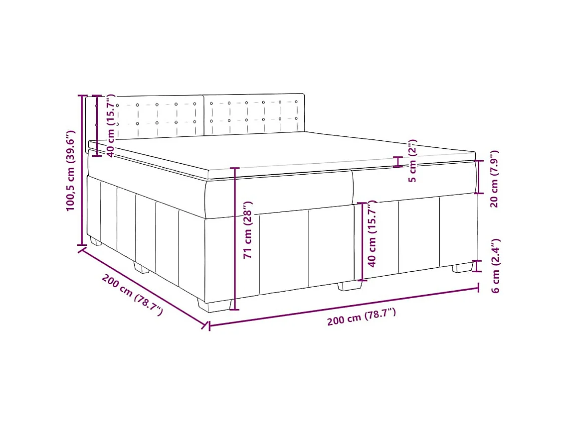 Sommier à lattes de lit avec matelas Gris clair 200x200cm Tissu