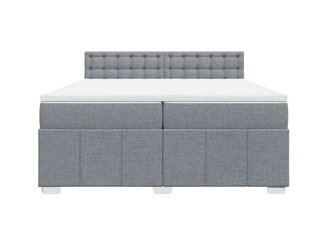 Sommier à lattes de lit avec matelas Gris clair 200x200cm Tissu