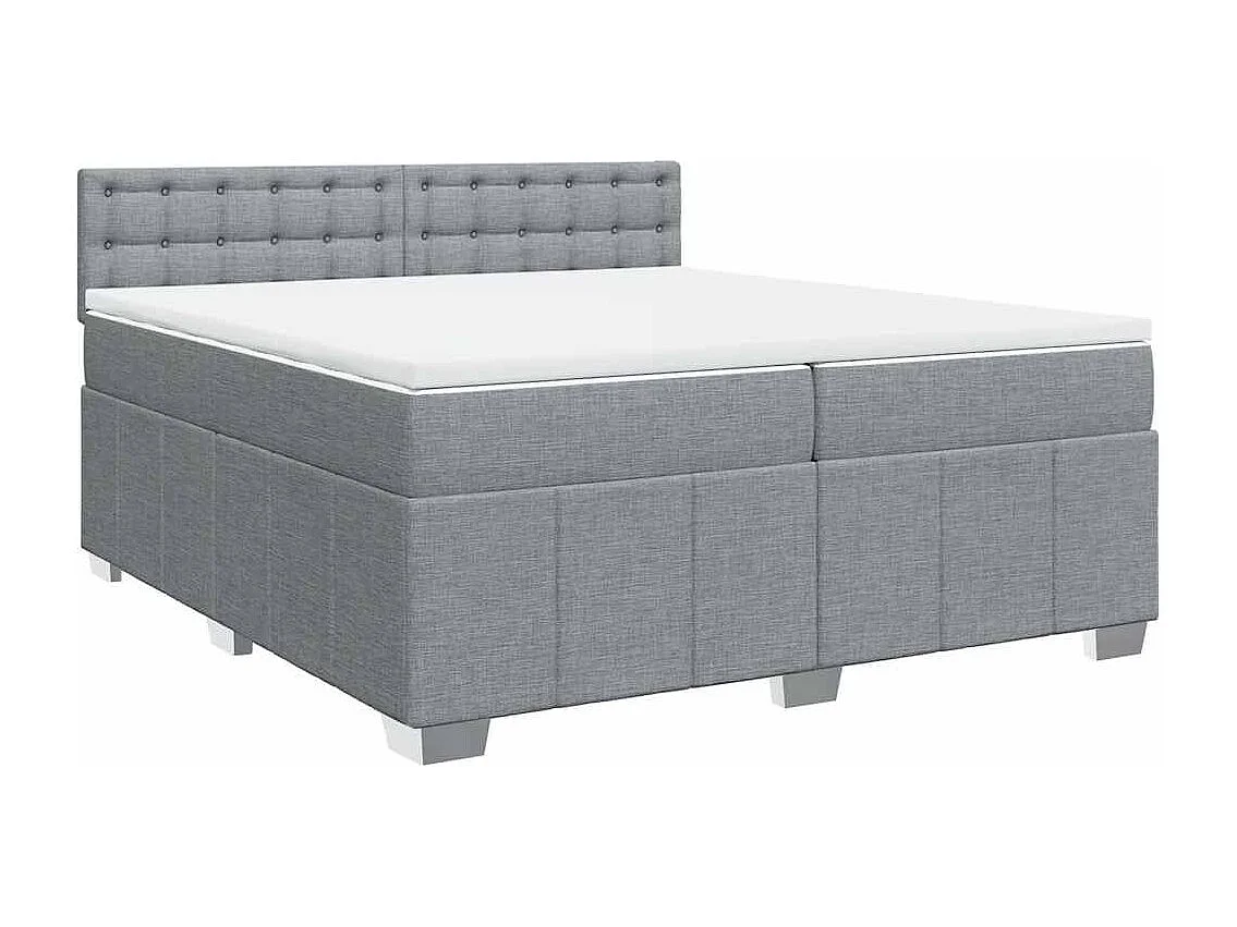 Sommier à lattes de lit avec matelas Gris clair 200x200cm Tissu