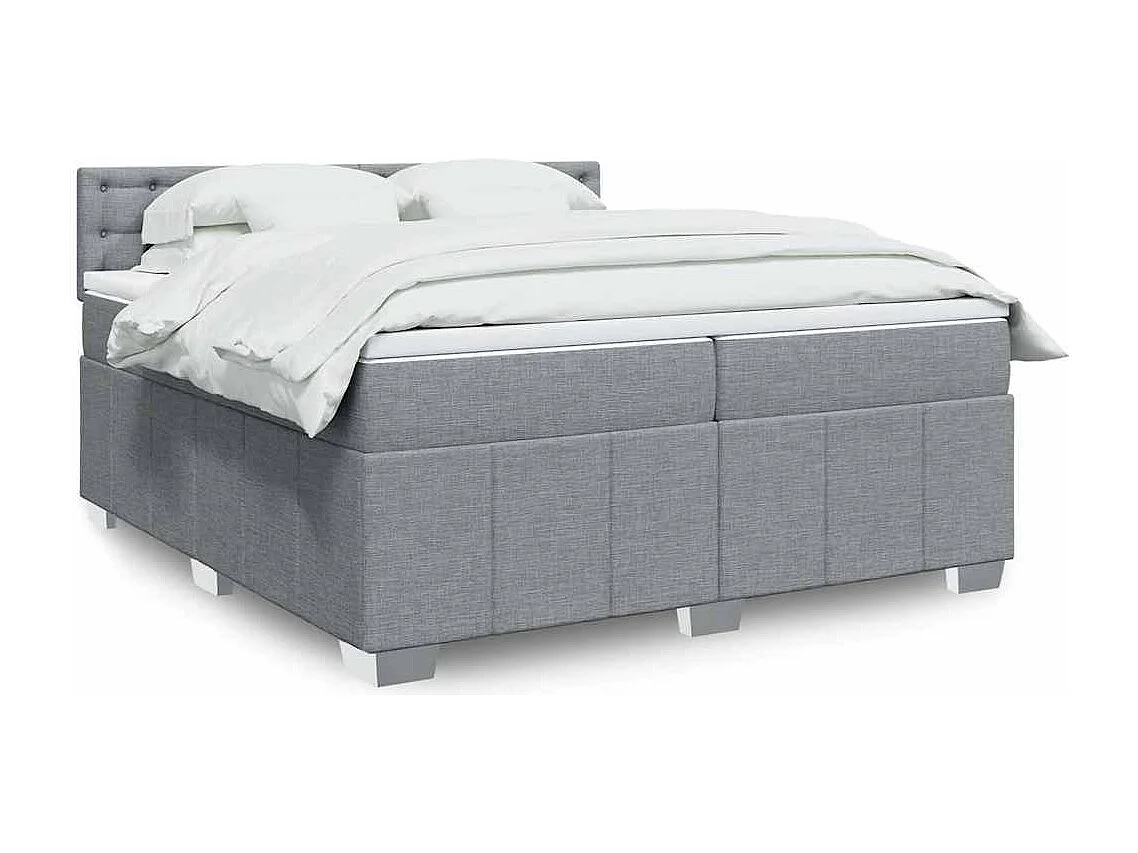 Cama com molas/colchão 200x200 cm tecido cinza-claro