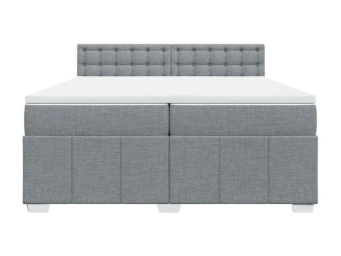 Cama com molas/colchão 200x200 cm tecido cinza-claro