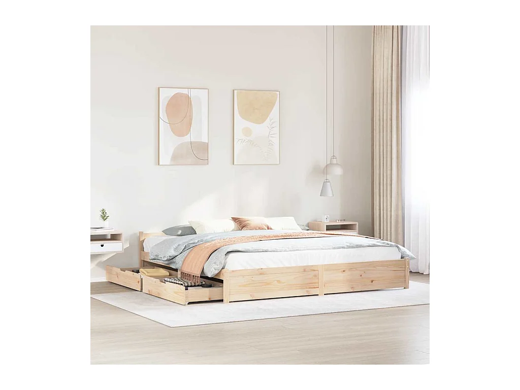 Cadre de lit sans matelas 200x200 cm bois massif de pin