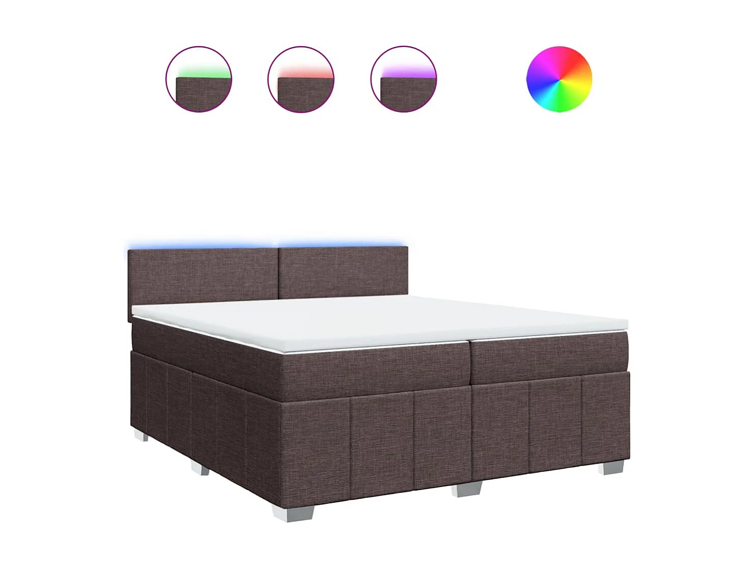 Giroletto a Molle con Materasso Marrone Scuro 200x200cm Tessuto