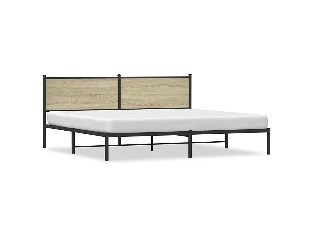 Cadre de lit en métal sans matelas chêne sonoma 200x200 cm