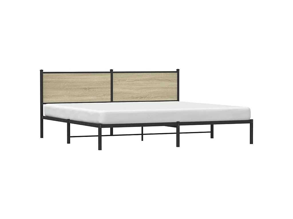 Cadre de lit en métal sans matelas chêne sonoma 200x200 cm