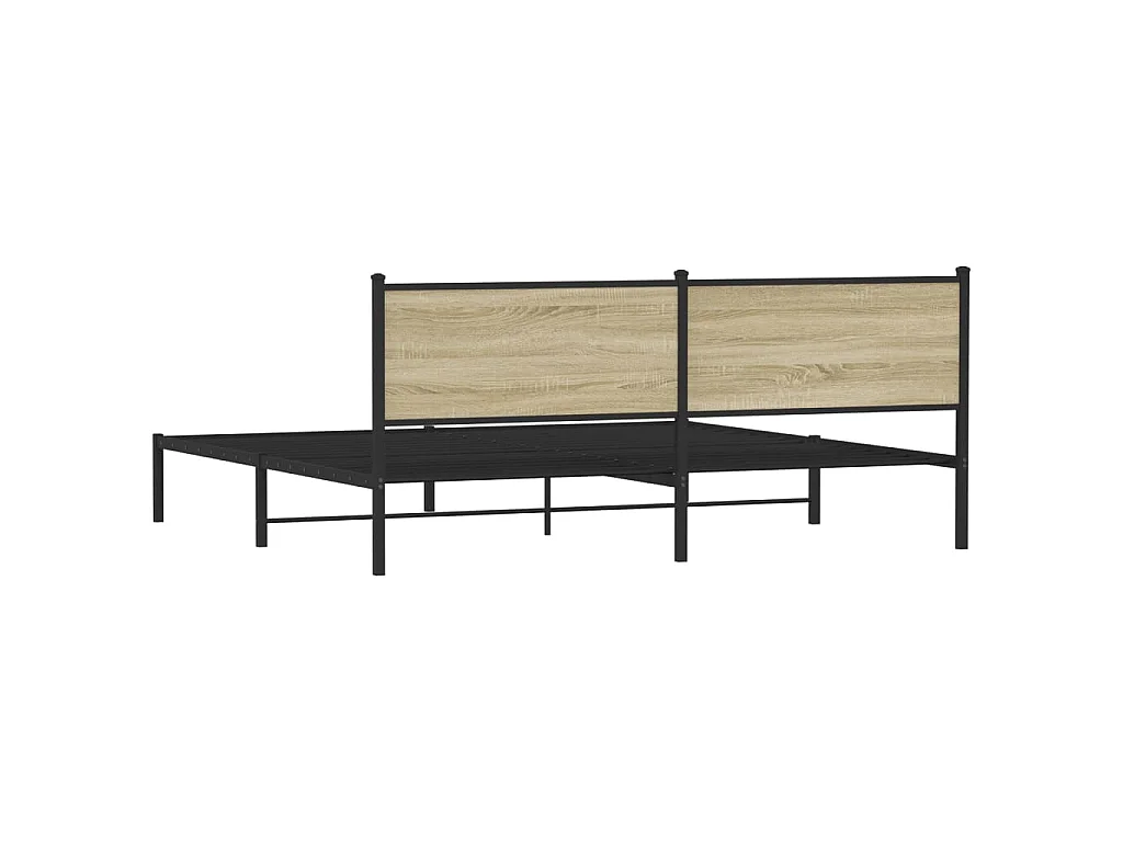Cadre de lit en métal sans matelas chêne sonoma 200x200 cm
