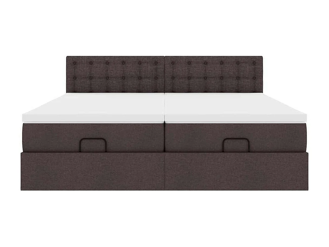 Cadre de lit ottoman avec matelas marron foncé 200x200 cm tissu