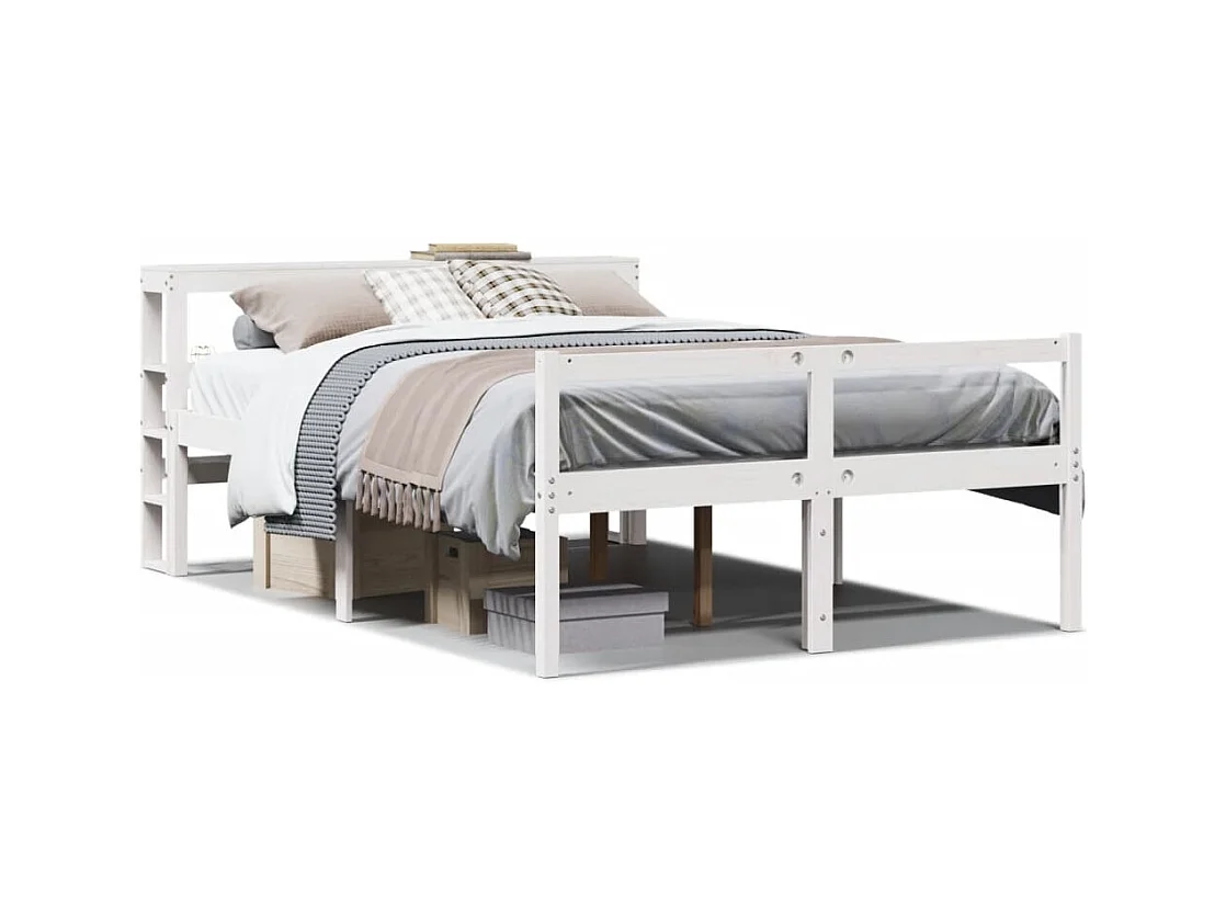 Cama personas mayores y cabecero madera pino blanco 150x200 cm