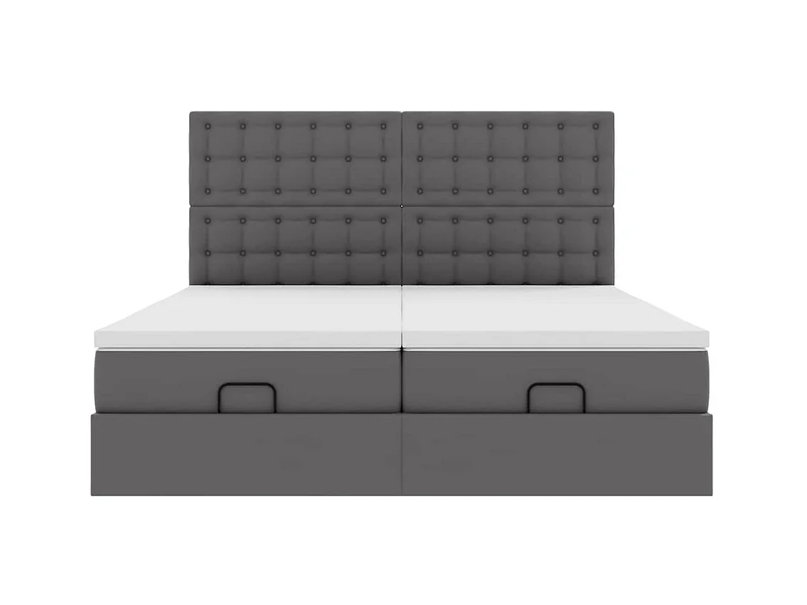 Struttura Letto Pouf con Materassi Grigio 200x200 cm Similpelle