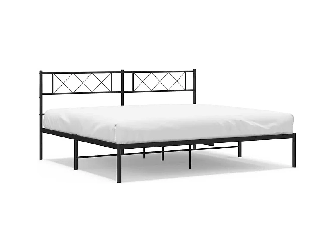 Cadre de lit métal sans matelas avec tête de lit noir 193x203cm