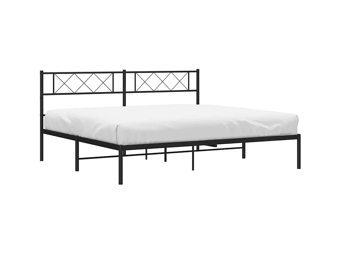 Cadre de lit métal sans matelas avec tête de lit noir 193x203cm