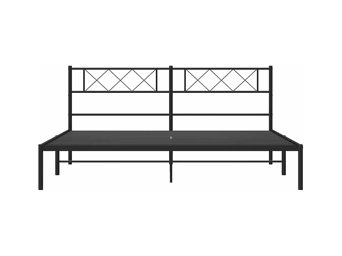 Cadre de lit métal sans matelas avec tête de lit noir 193x203cm