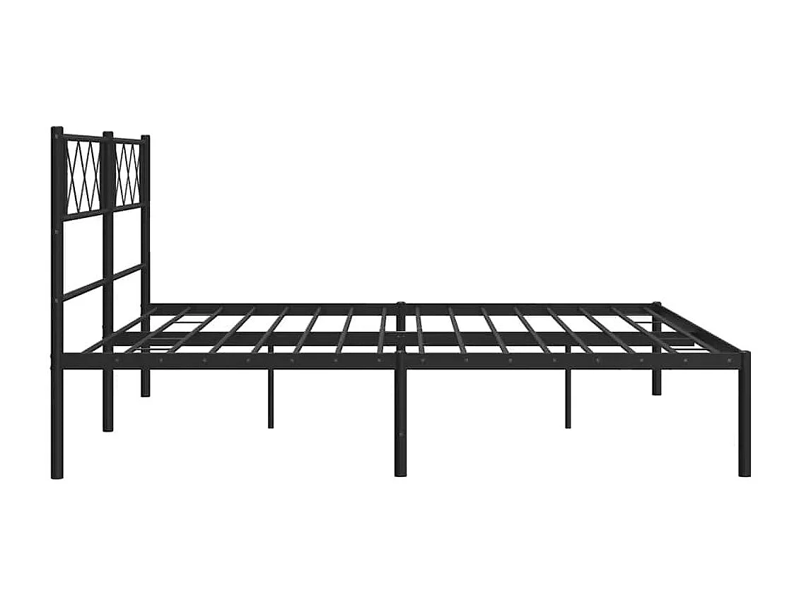 Cadre de lit métal sans matelas avec tête de lit noir 193x203cm